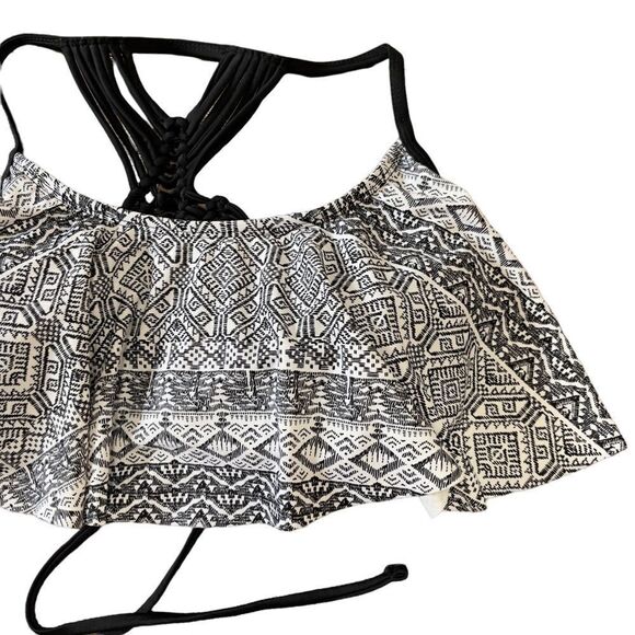 Arizona Jean Co. Black & White Aztec Print Flutter Strings Racer Back Size Large - Picture 4 of 11